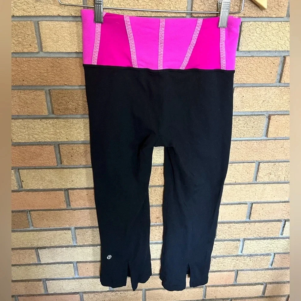 Lululemon Pink High Waisted Flare Yoga Pants Leggings Mid Length Women’s Size 4